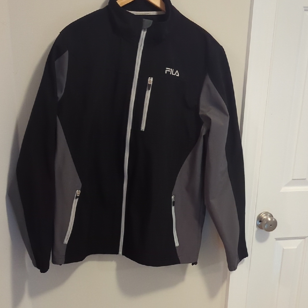 Fila Black and Gray Performance Jacket with Full-Length Zipper
